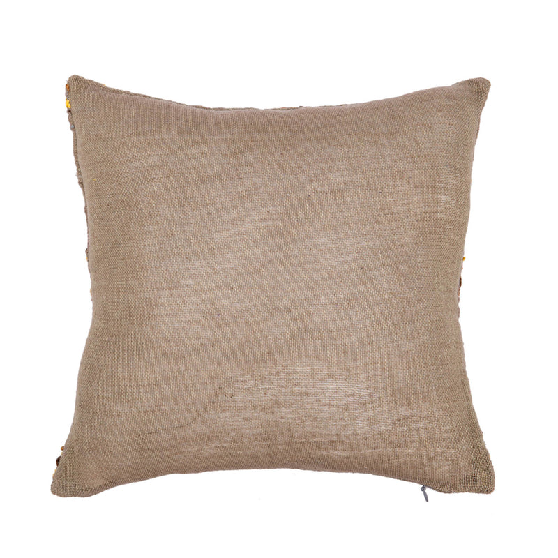 Brown Color Cotton & Silk Cushion Cover