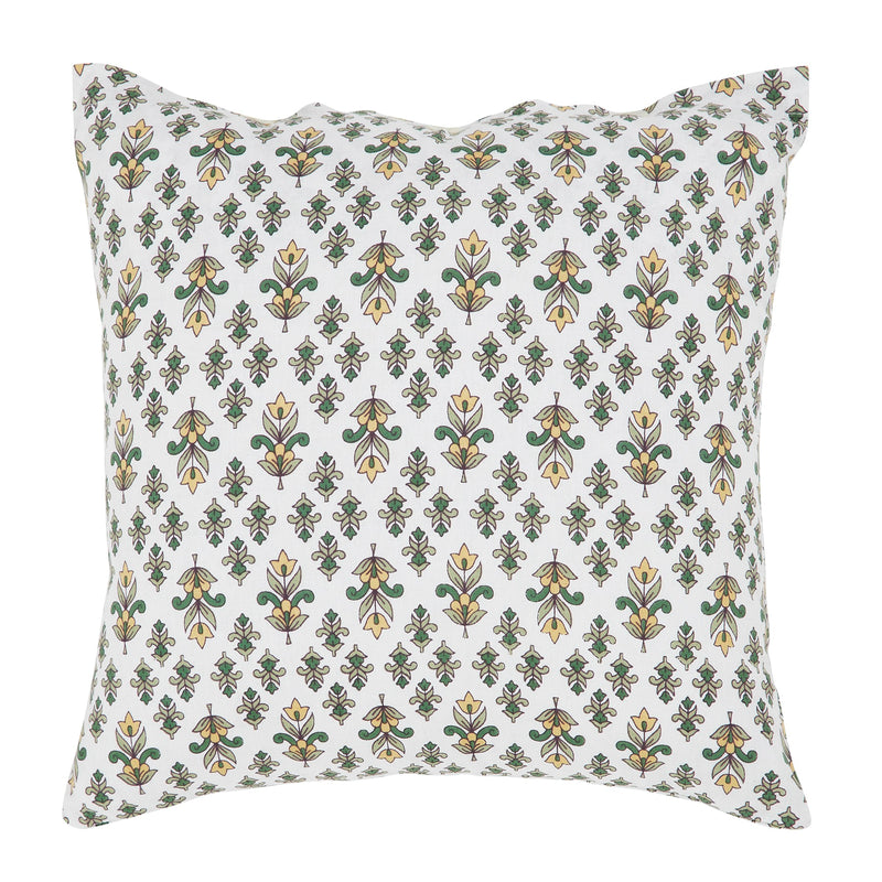 Paisley Green & Beige Cotton Cushion Cover