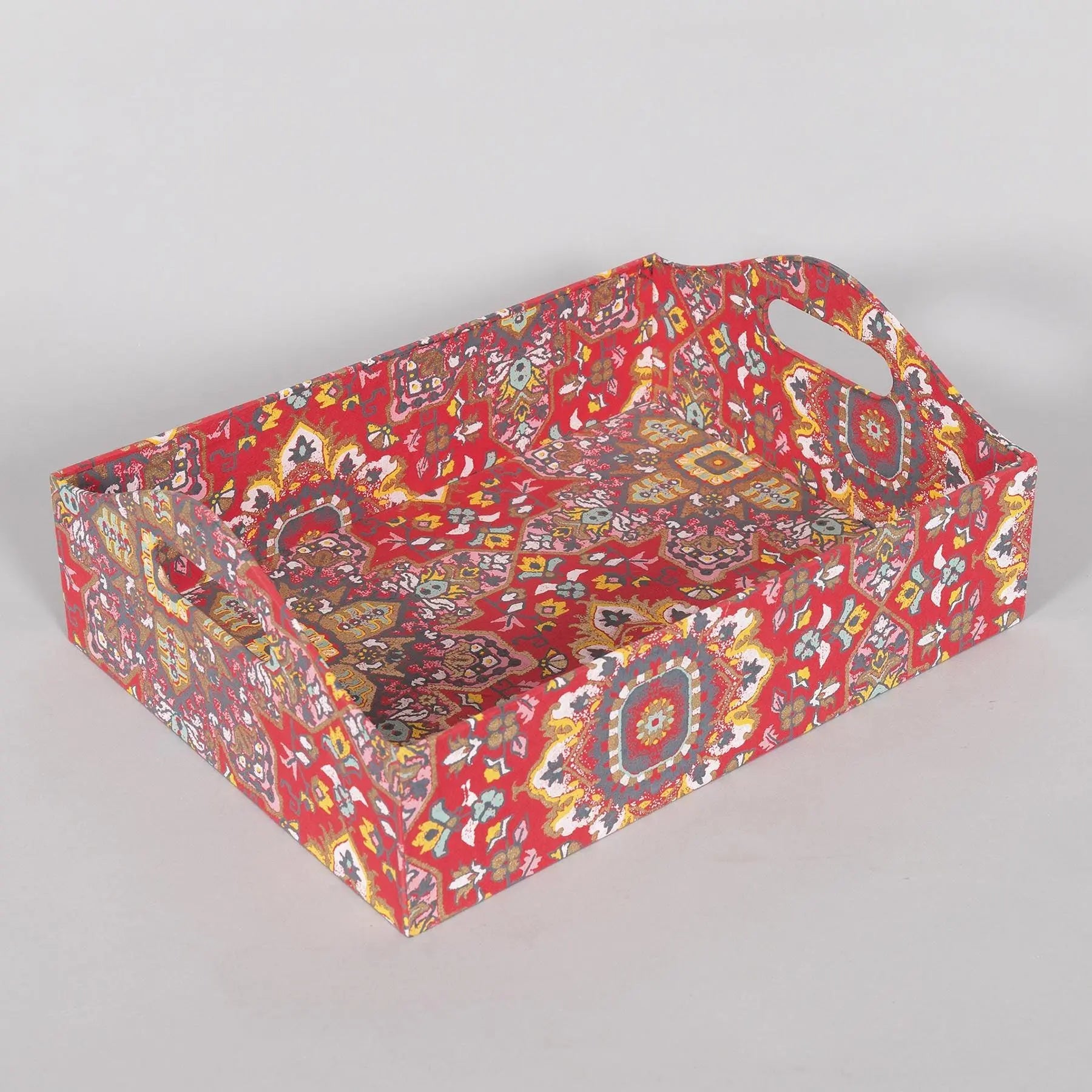 Ibadat Red Color Curved Tray Set of 2