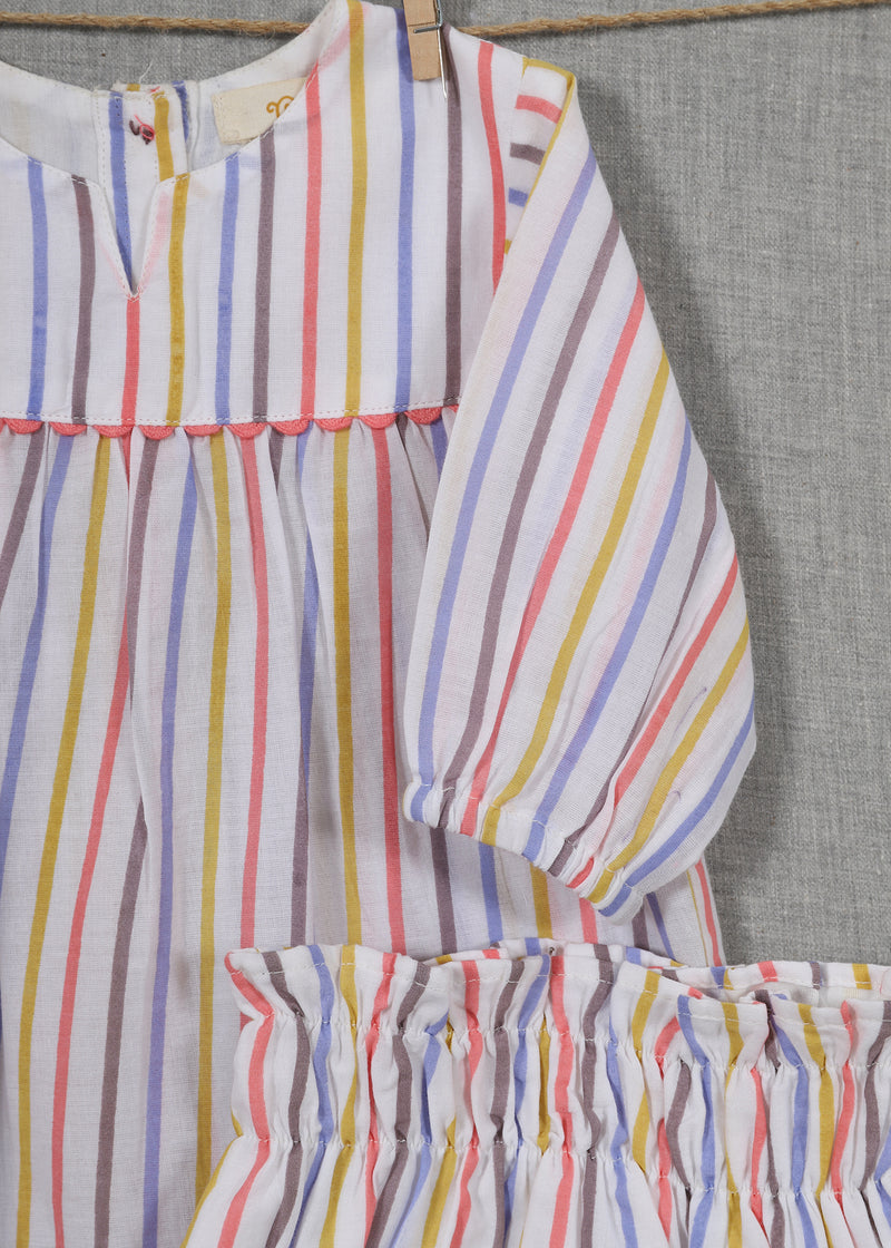 Stripes Yellow Cotton Dress Baby Girl (0-24 Months)