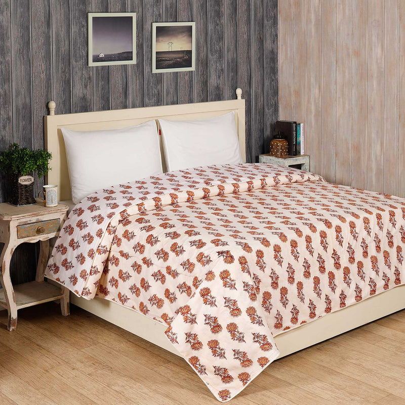Aarohi Red and Mustard Hand Screen Print Cotton Dohar
