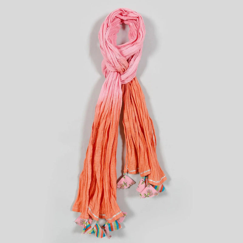 Pink Color Solid Dupatta Girl