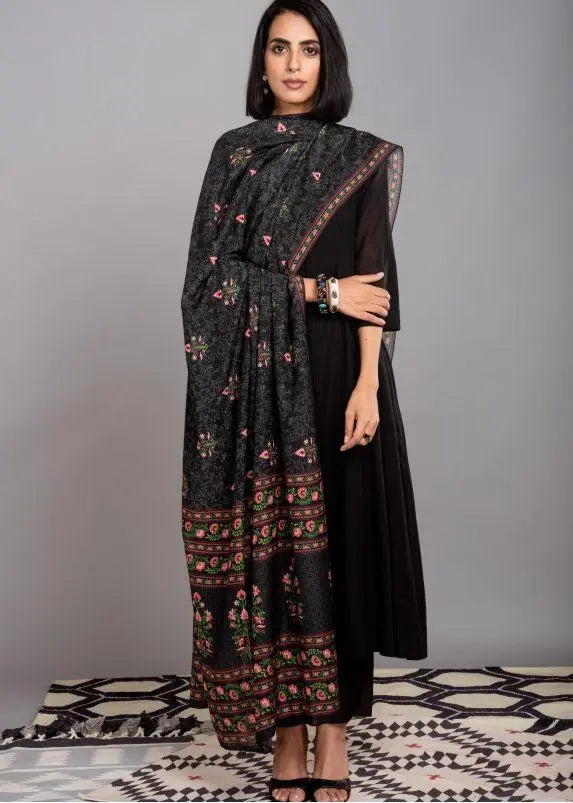 Black Viscose Dupatta