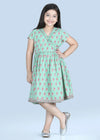 Sanya Petunia Buti Green Cotton Dress Girl (2-9 Years)