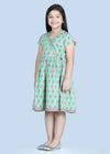 Sanya Petunia Buti Green Cotton Dress Girl (2-9 Years)