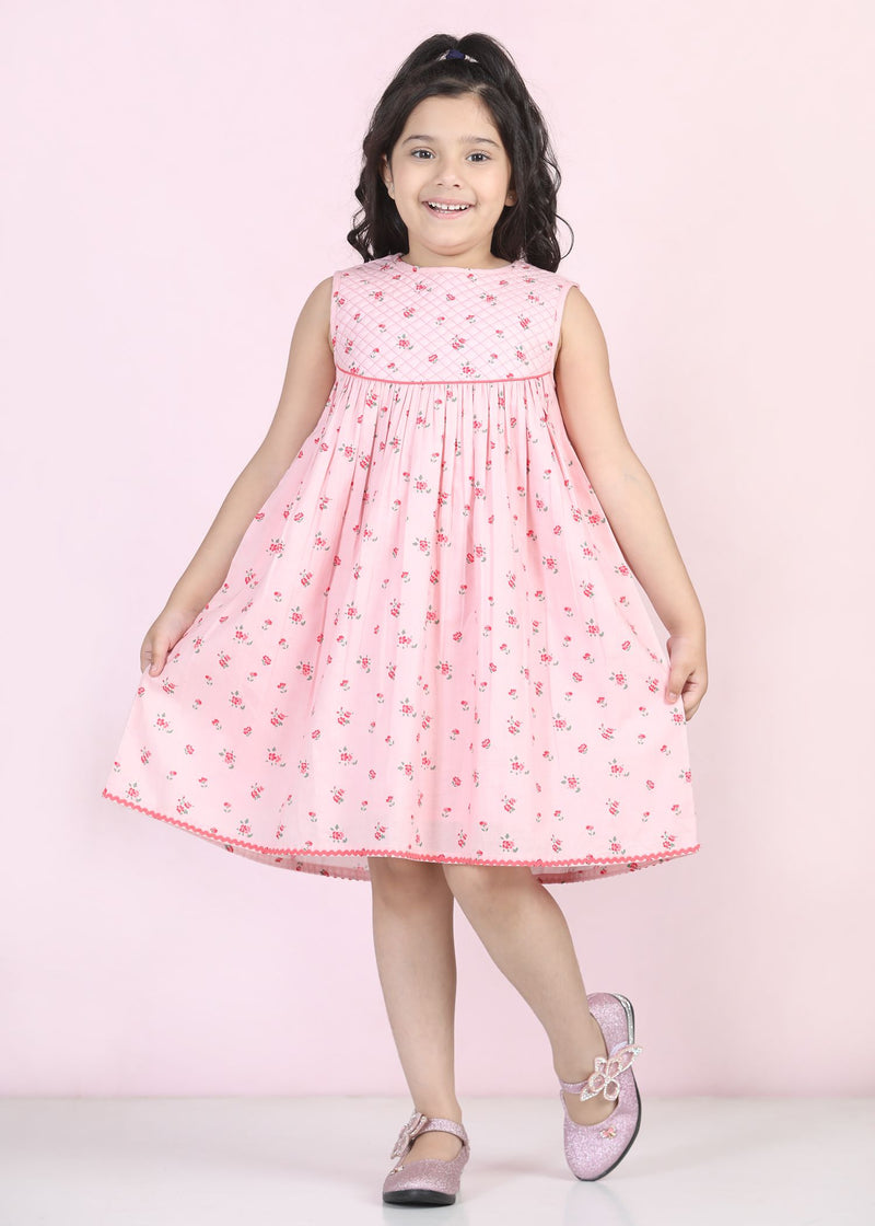 Rosemarry Bloom Pink Cotton Dress Girl (2 to 9 Years)