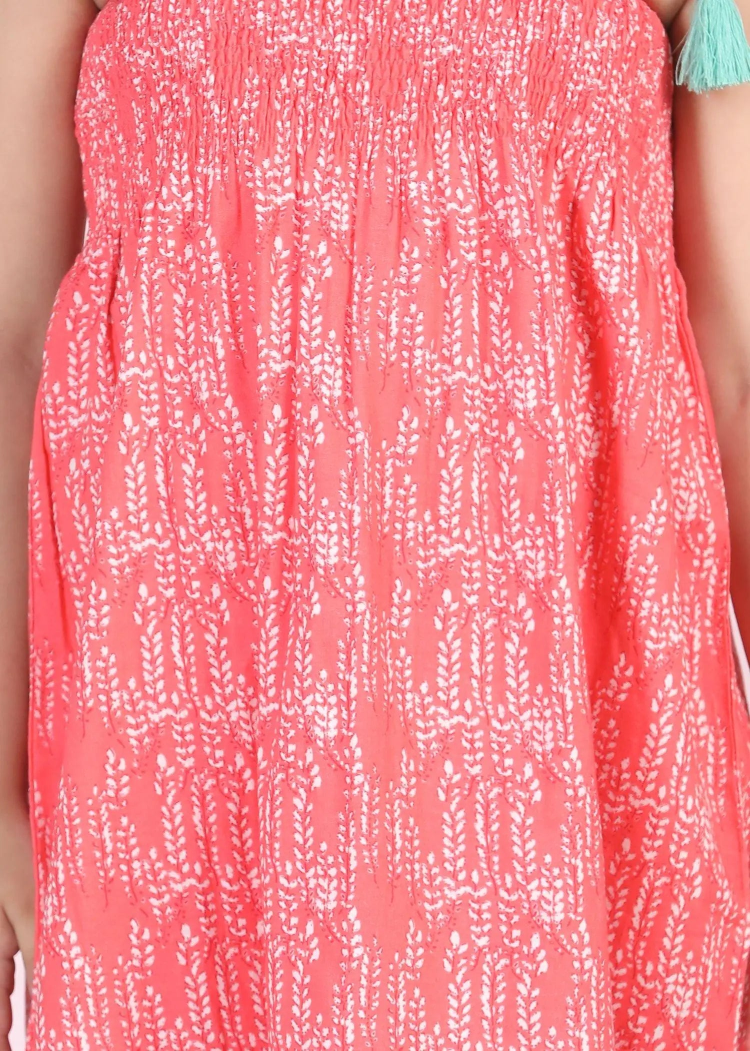 Sunflower Leaves Pink Cotton Dress Girl (2 to 9 Years)