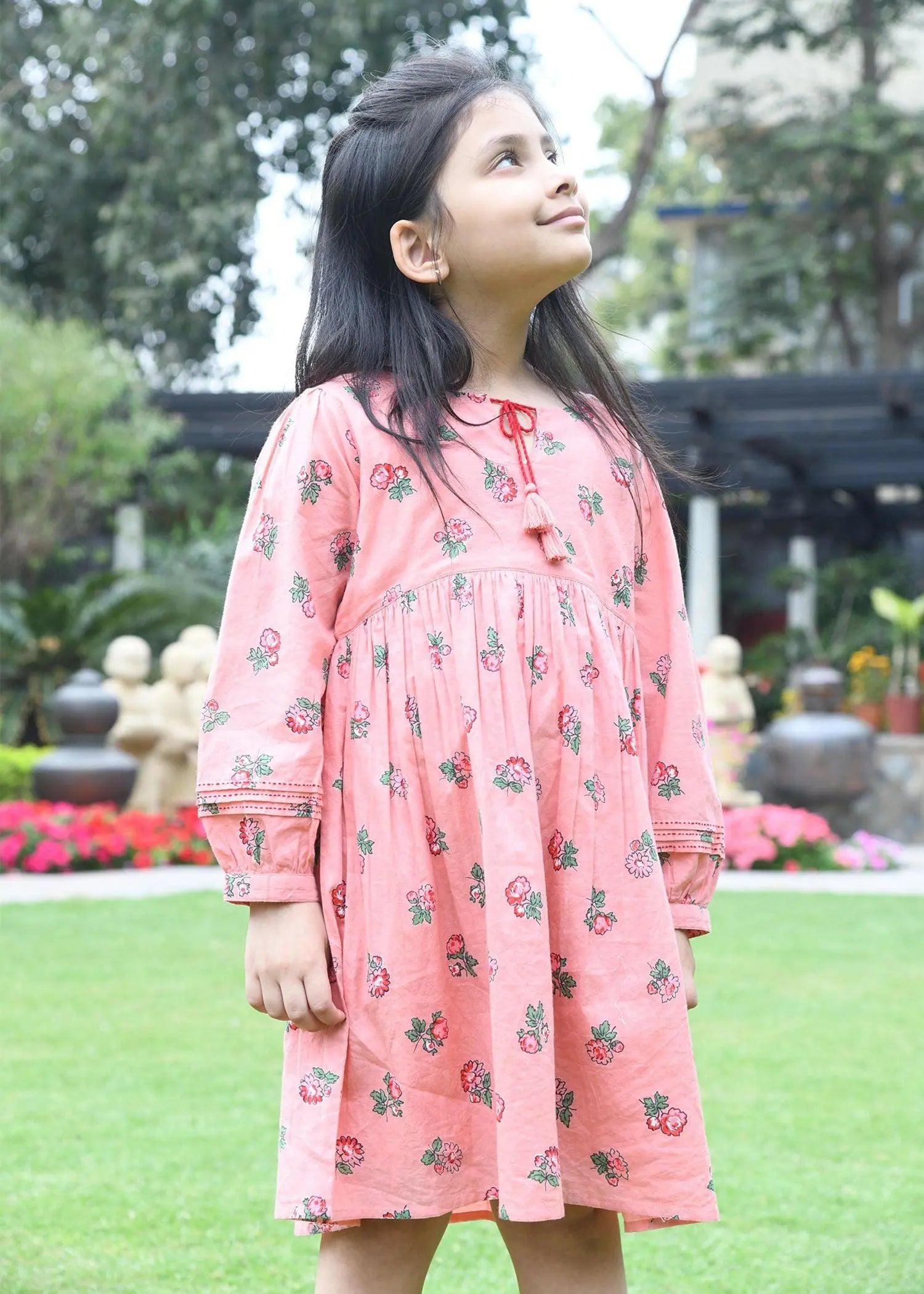 Pansy Peach Cotton Dress Girl (2-9 Years)