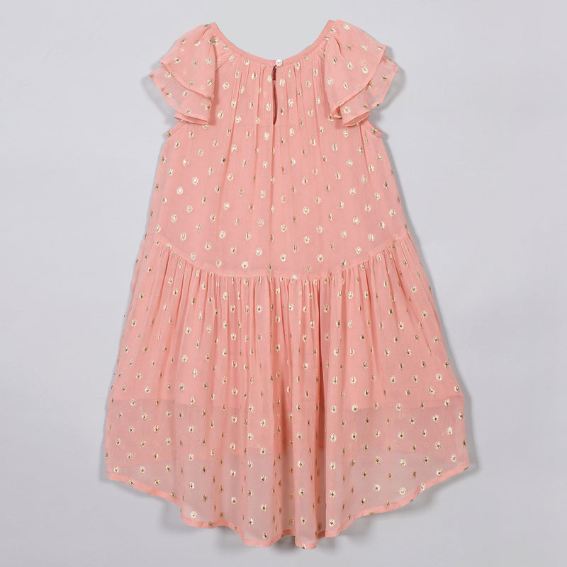 Emily Peach High Low Georgette Dress Girl (2-12 Years)