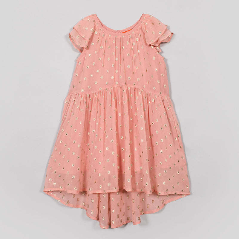 Emily Peach High Low Georgette Dress Girl (2-12 Years)