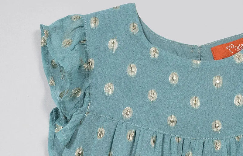 Lurex Blue Georgette Dress Baby Girl (6-24 Month)