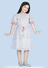 Maitri Badam Buti White Cotton Dress Girl (2-9 Years)