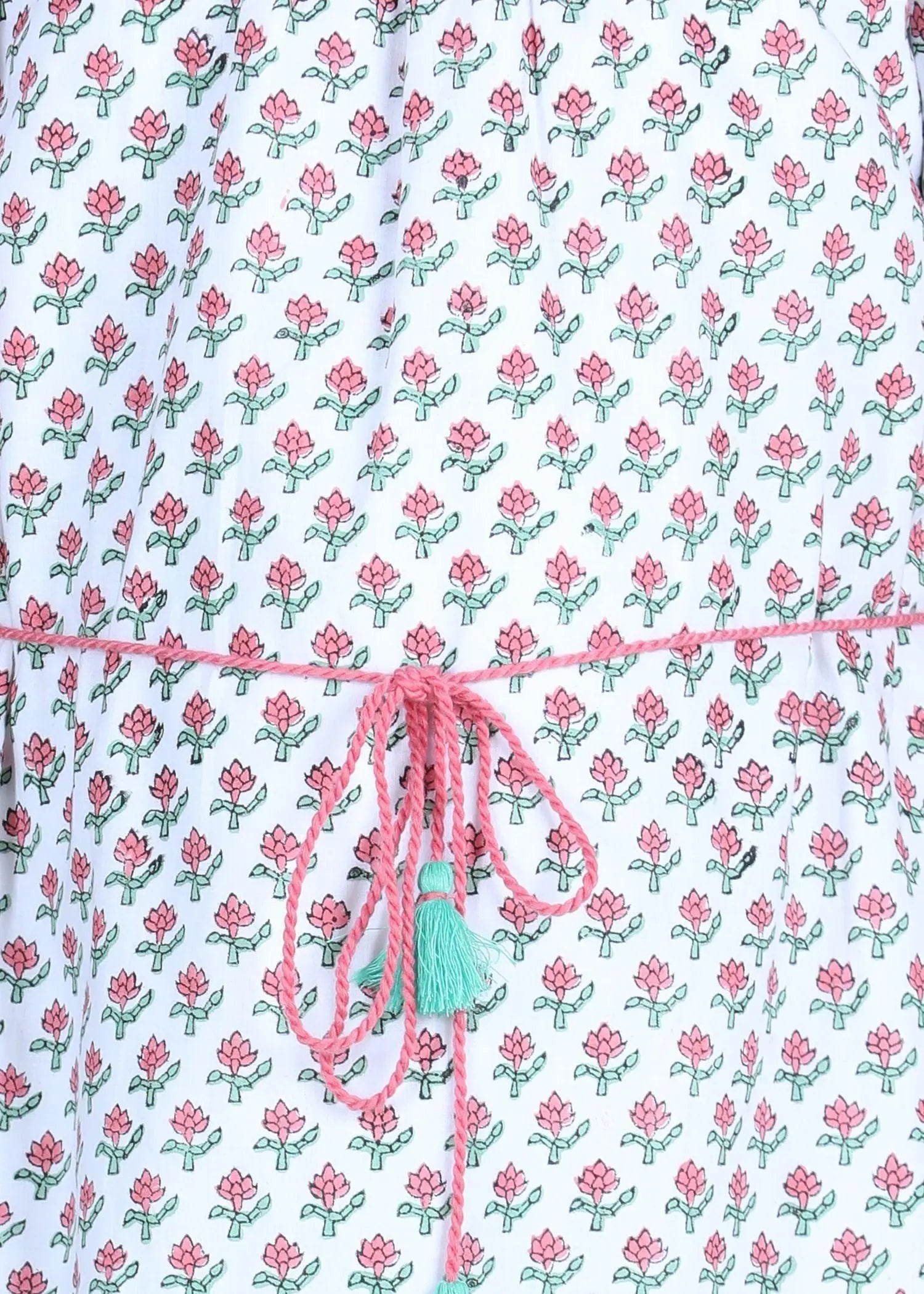 Maitri Badam Buti White Cotton Dress Girl (2-9 Years)