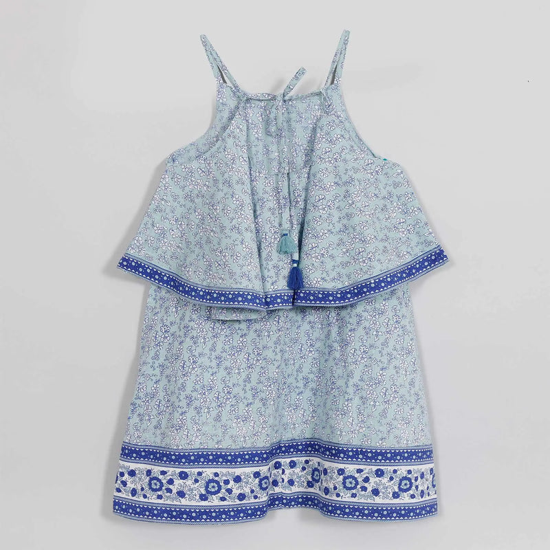 Isabal Blue Cotton Dress Girl (2-9 Years)