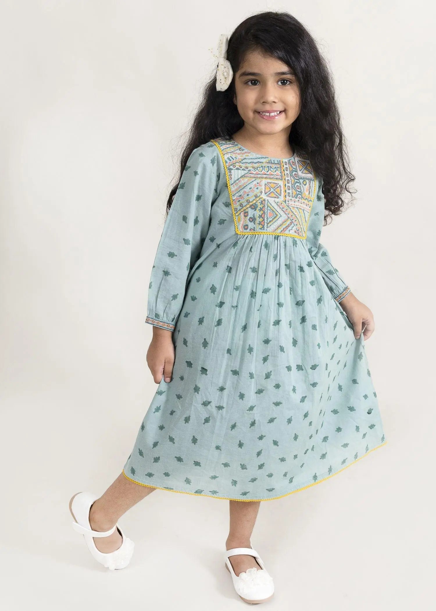 Ruby Patti Green Cotton Dress Girl (2Years to 14 Years)