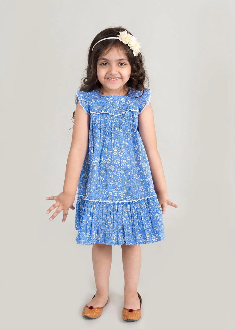 Pixie Jaal Blue Cotton Dress Girl (2 to 9 Years)