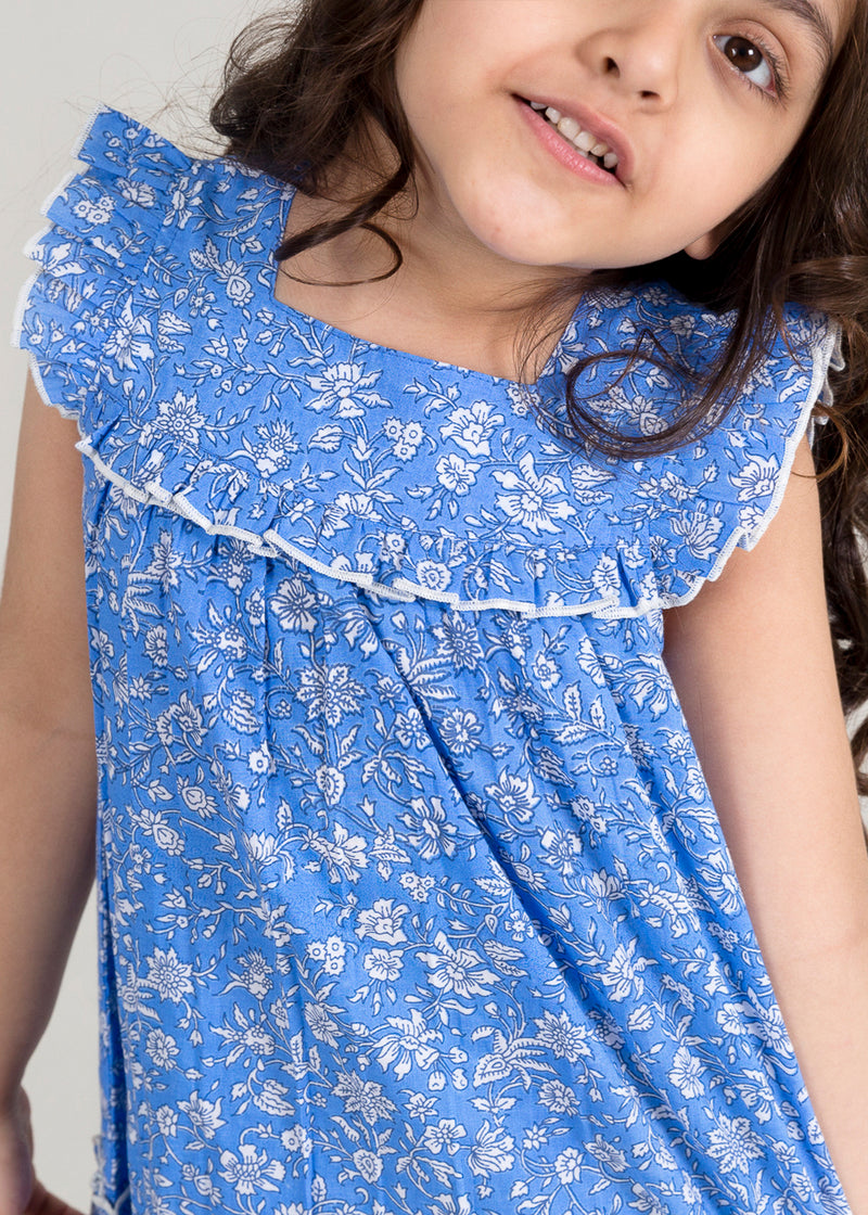 Pixie Jaal Blue Cotton Dress Girl (2 to 9 Years)