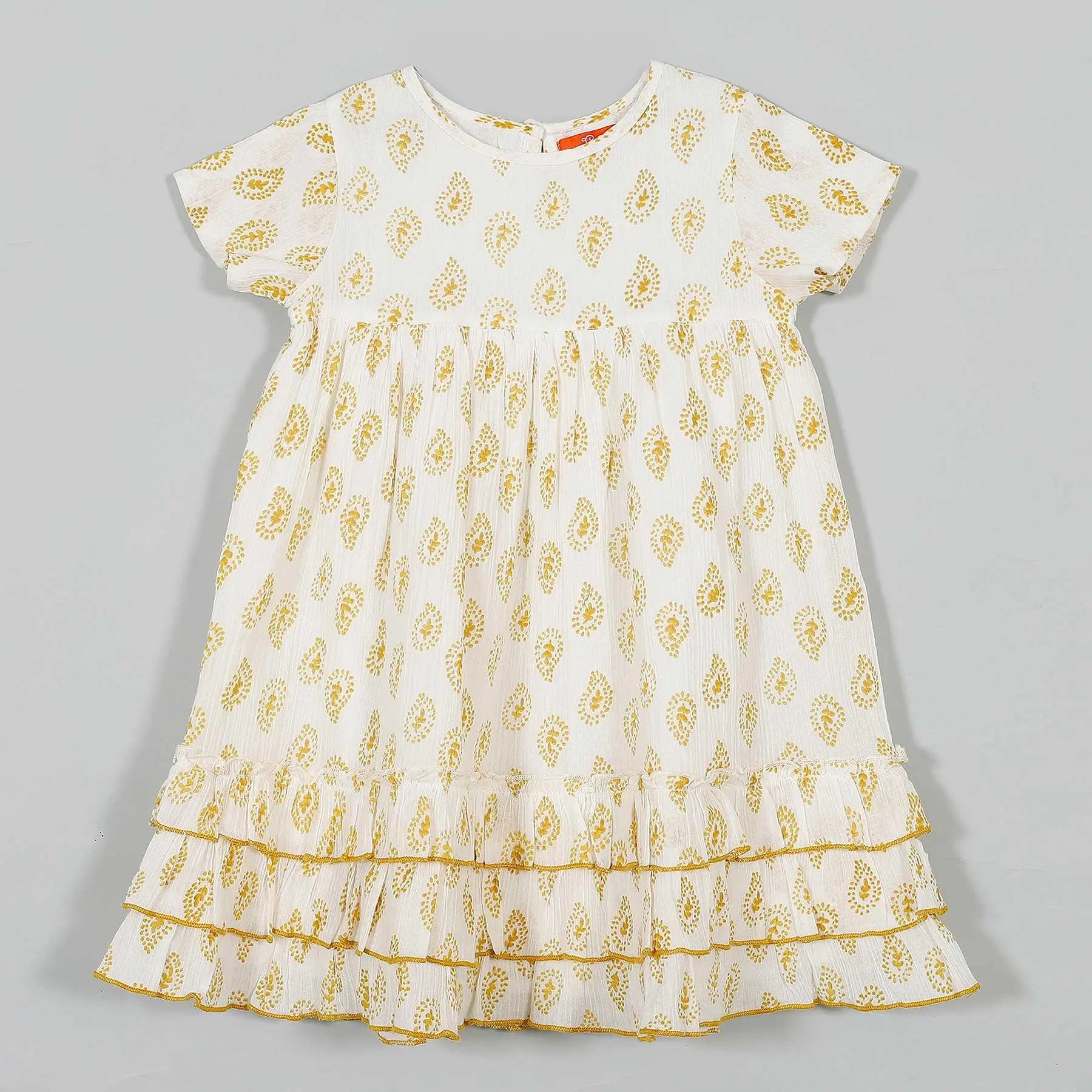 Dahla Yellow Paisley Cotton Crepe Dress Girl (2-9 Years)