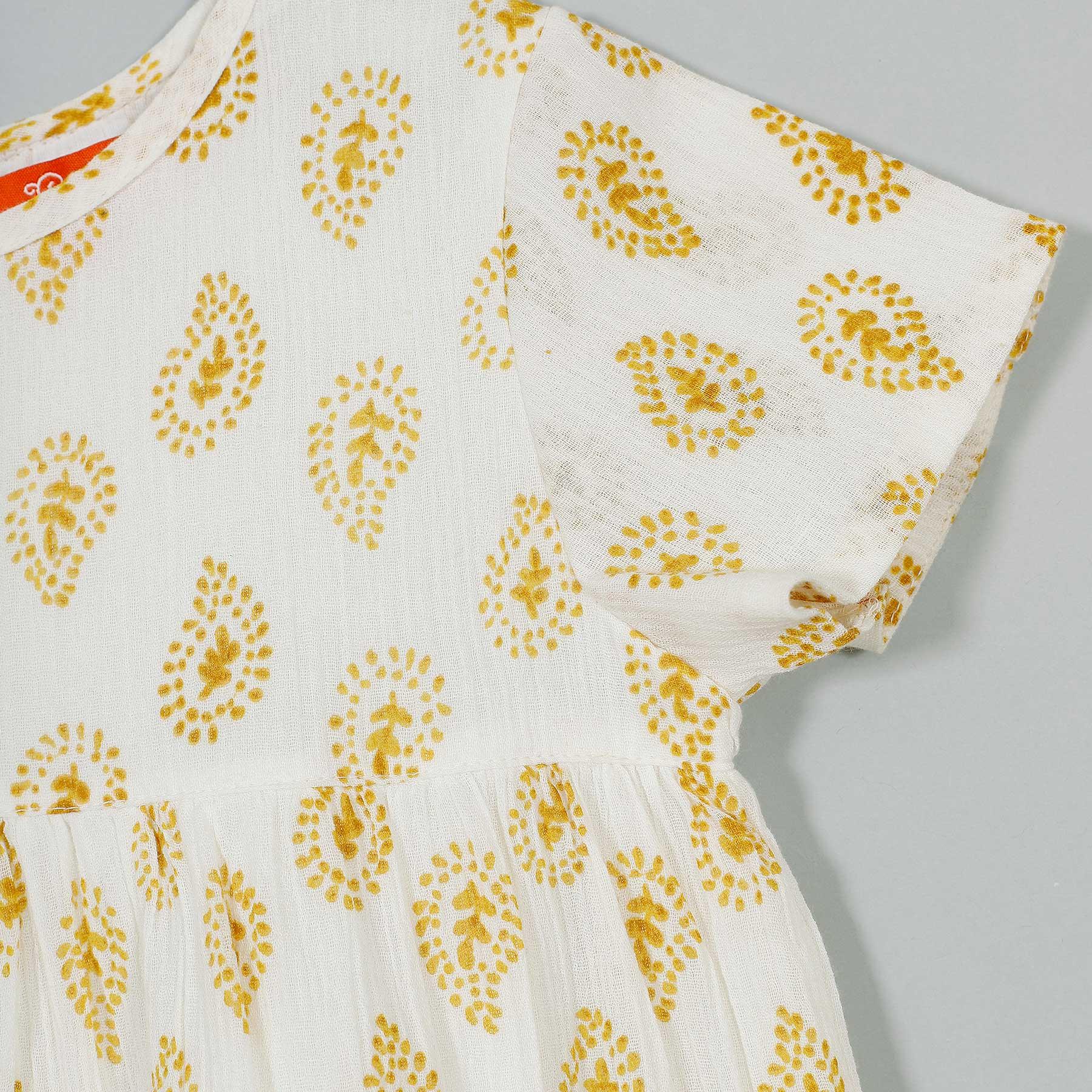 Dahla Yellow Paisley Cotton Crepe Dress Girl (2-9 Years)