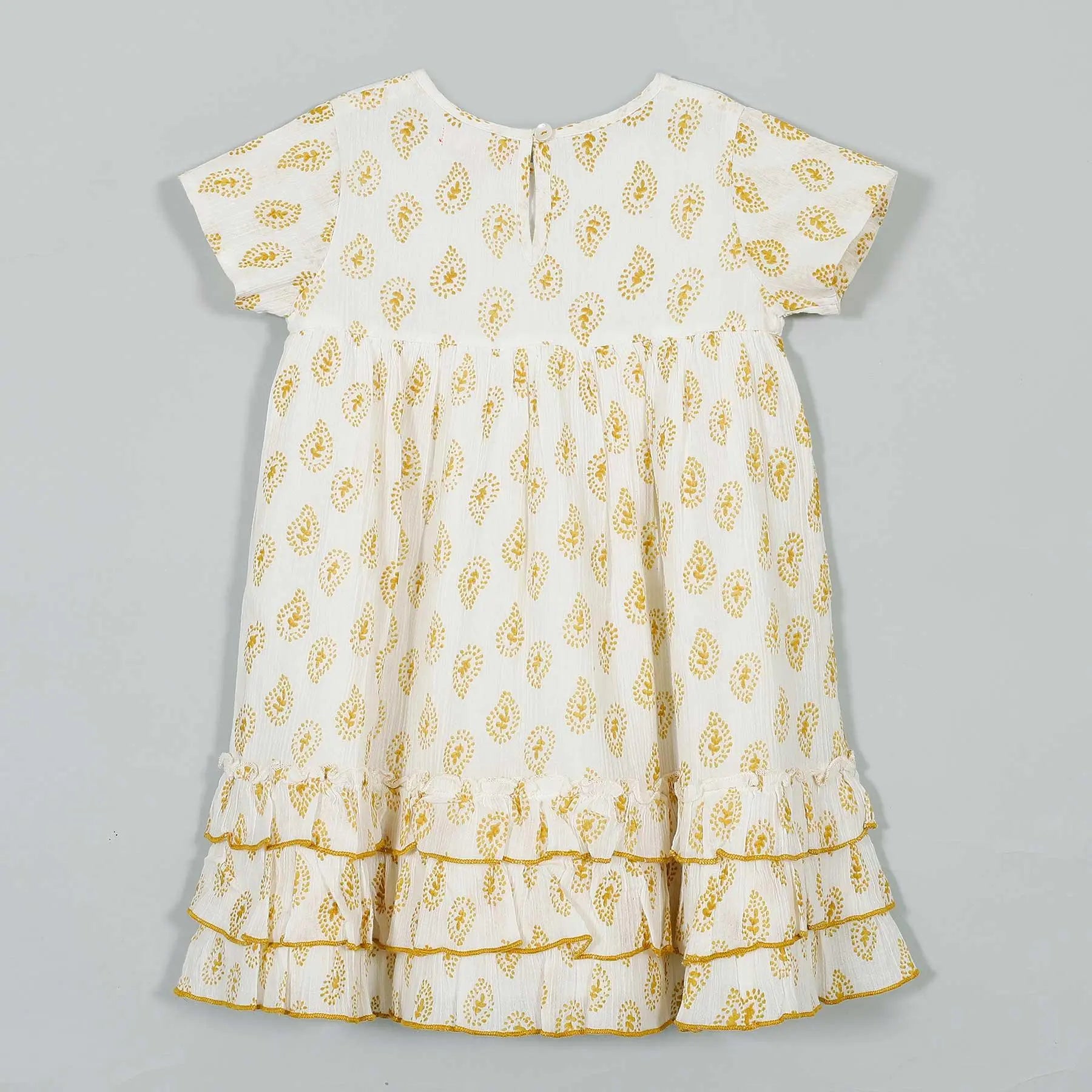 Dahla Yellow Paisley Cotton Crepe Dress Girl (2-9 Years)