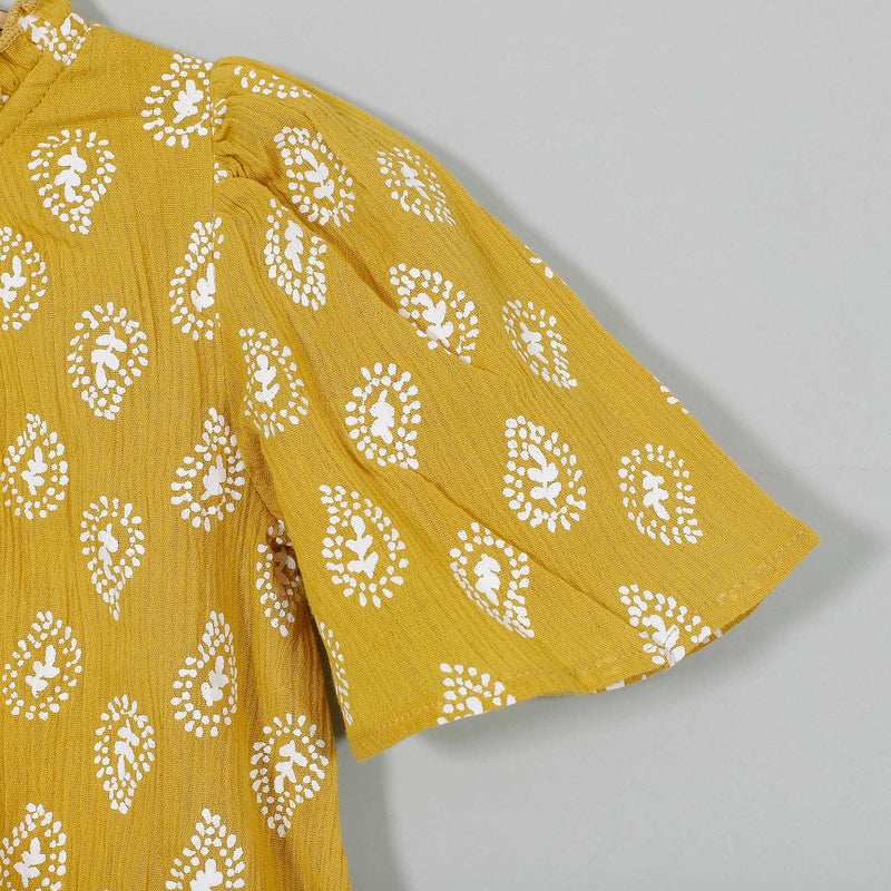Glory Yellow Paisley Cotton Crepe Dress Girl (2-9 Years)