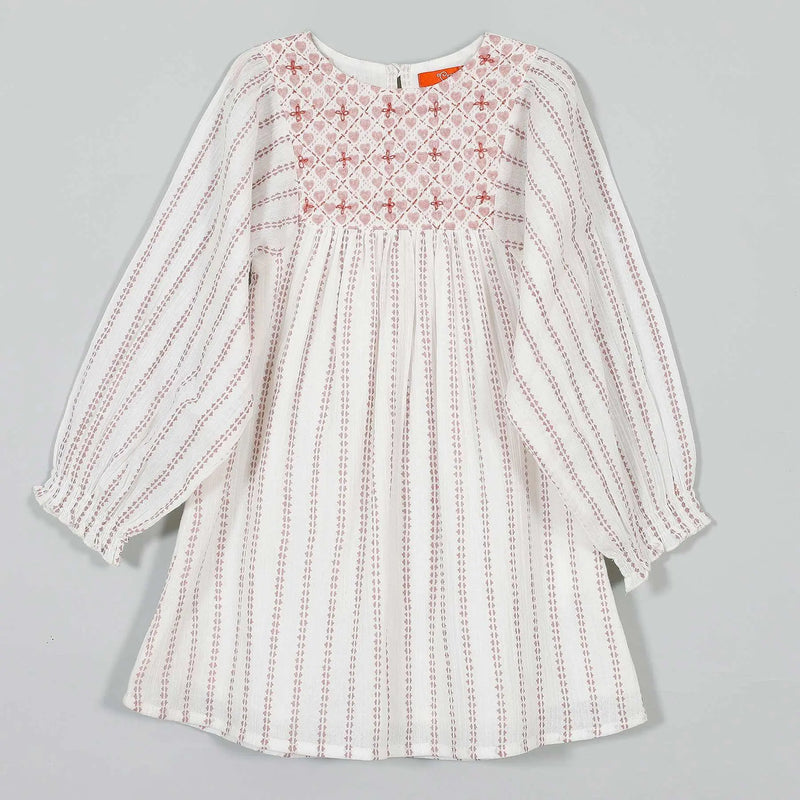 Shimmer White Cotton Dress Girl (2-9 Years)
