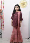 Noor Maroon And Pink Viscose Cotton Garara Set Girl (2-12 Years) (Set Of 3)