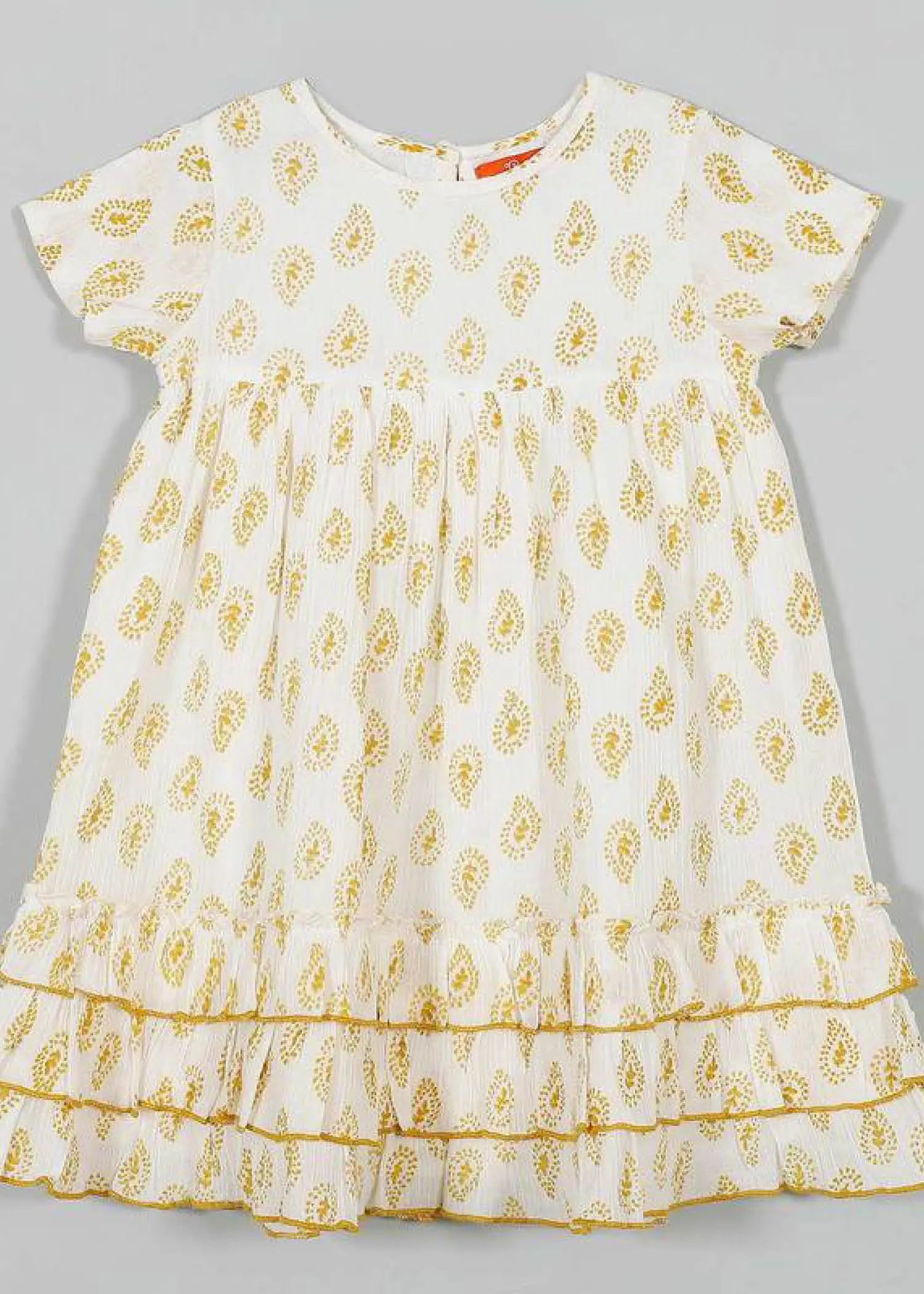 Dahla Yellow Paisley Cotton Crepe Dress Girl (2-9 Years)