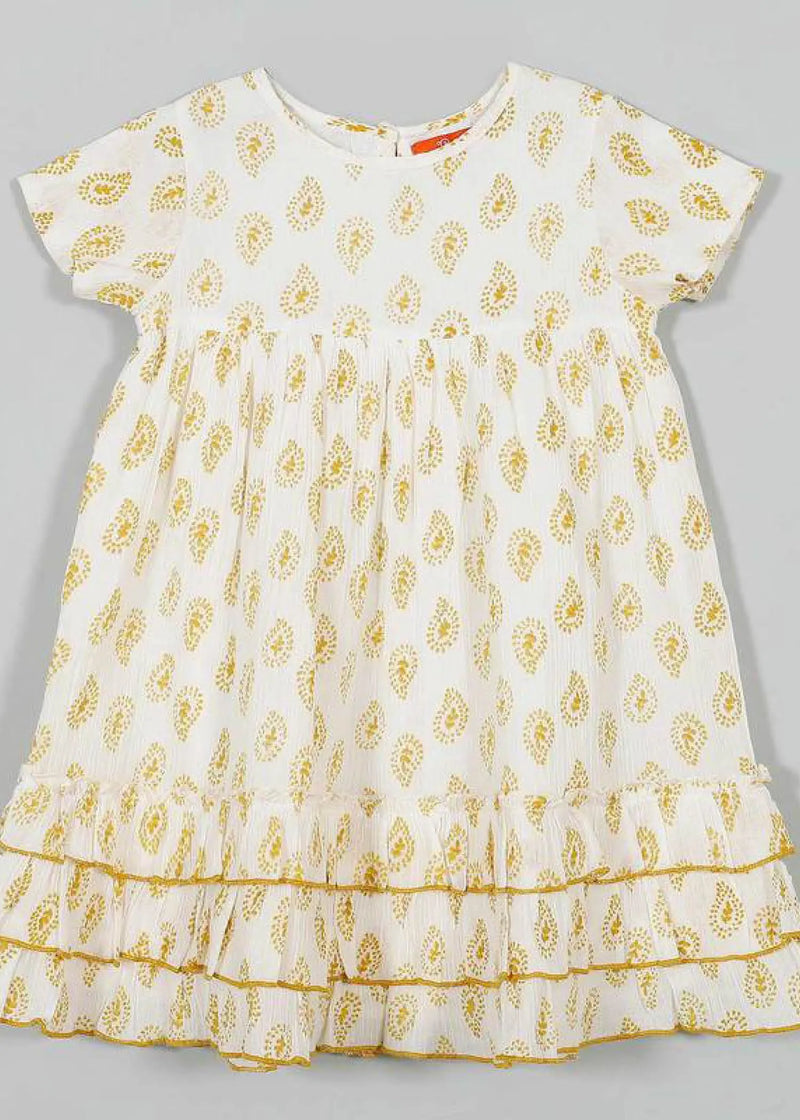 Dahla Yellow Paisley Cotton Crepe Dress Girl (2-9 Years)