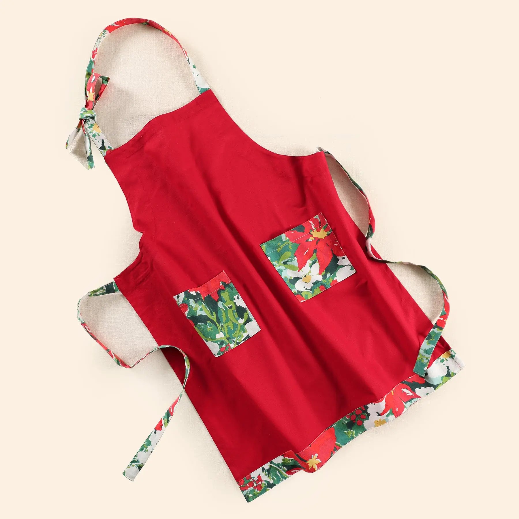 Feliz Red Cotton Printed Apron