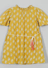Glory Yellow Paisley Cotton Crepe Dress Girl (2-9 Years)