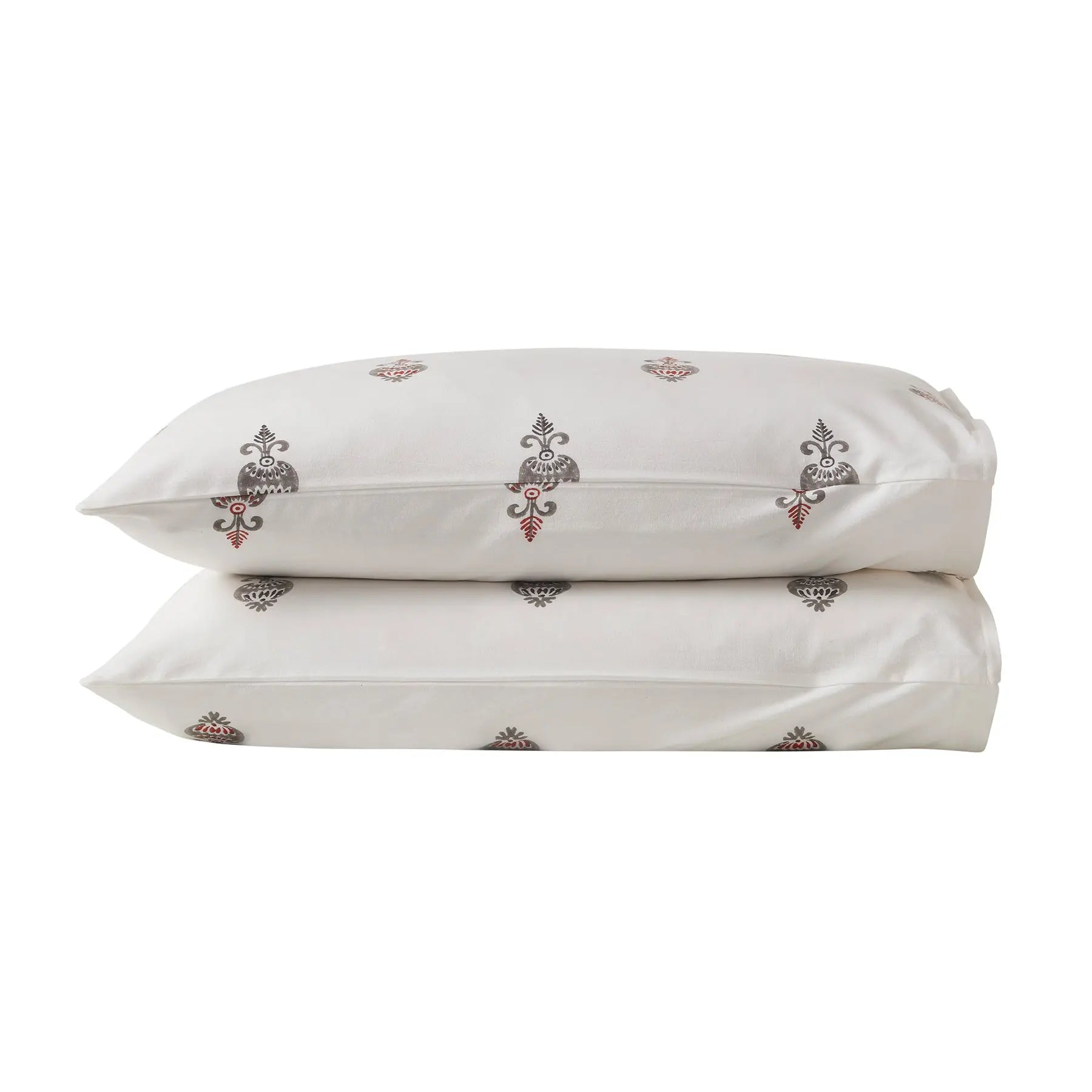 Raavi Boota Black & Red Hand Block Print Cotton Pillow Cover