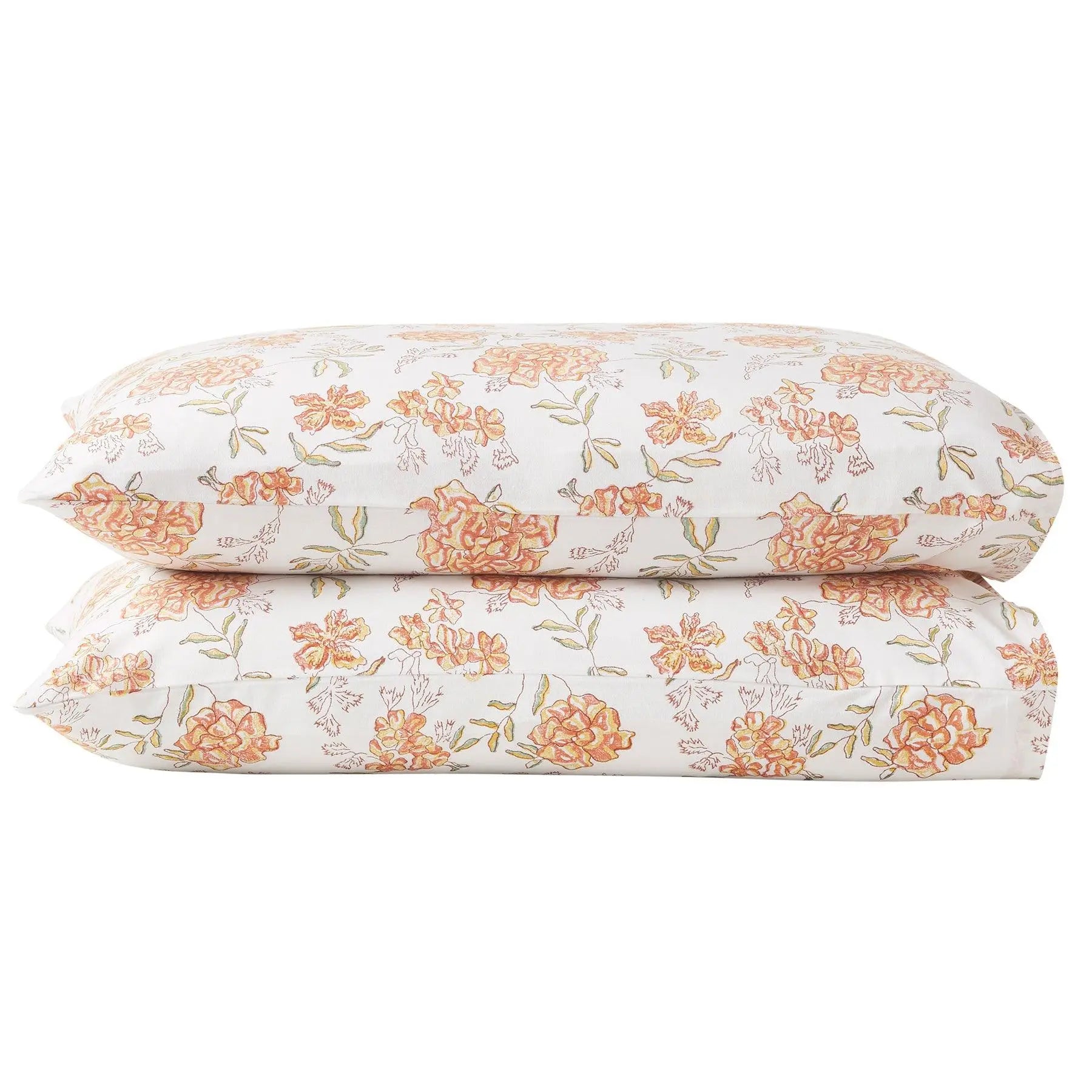 Vintage Yellow & Brown Hand Block Print Cotton Pillow Cover