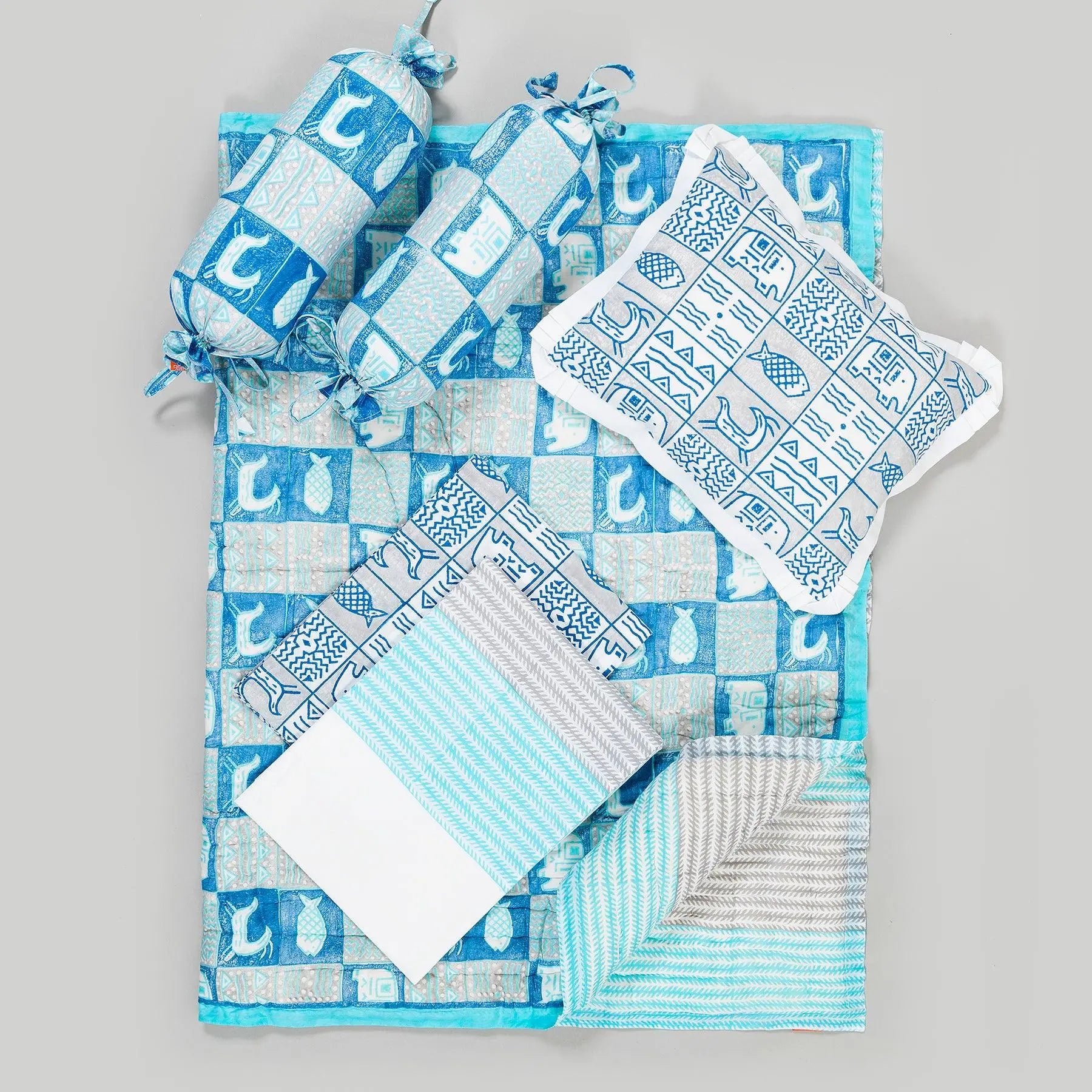 Alankar Blue Baby Bedding Set (Set of 6)
