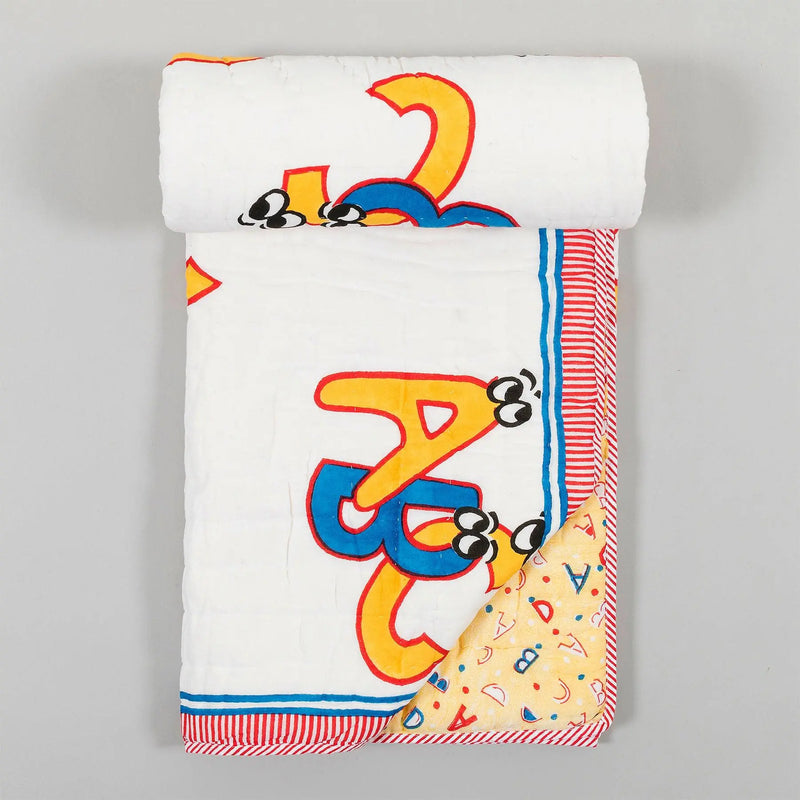 Alphabet Yellow Cotton Quilt Kids