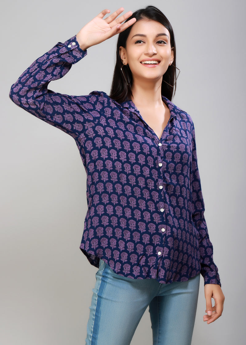 Blue/Purple Full Sleeves Women's Shirt
