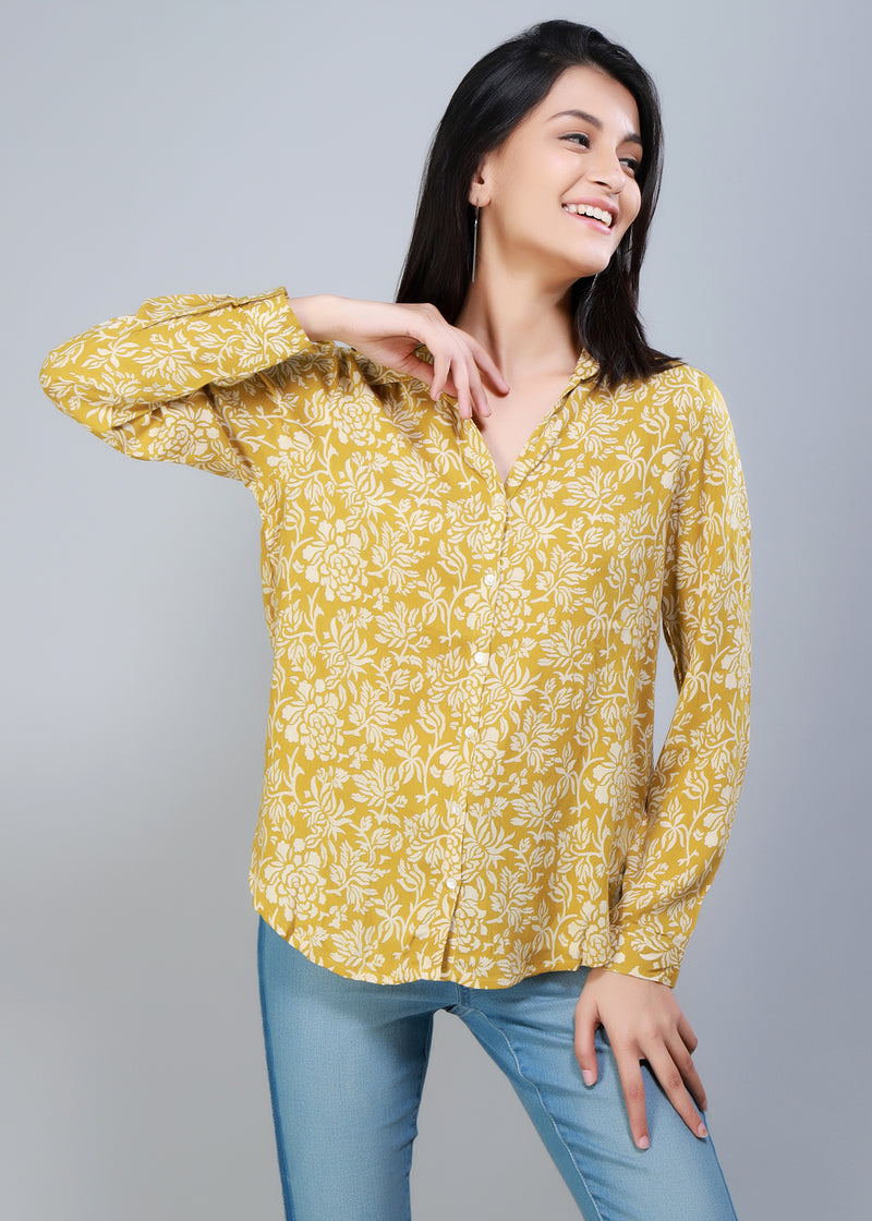 Mustard Full Sleeves Women's Shirt