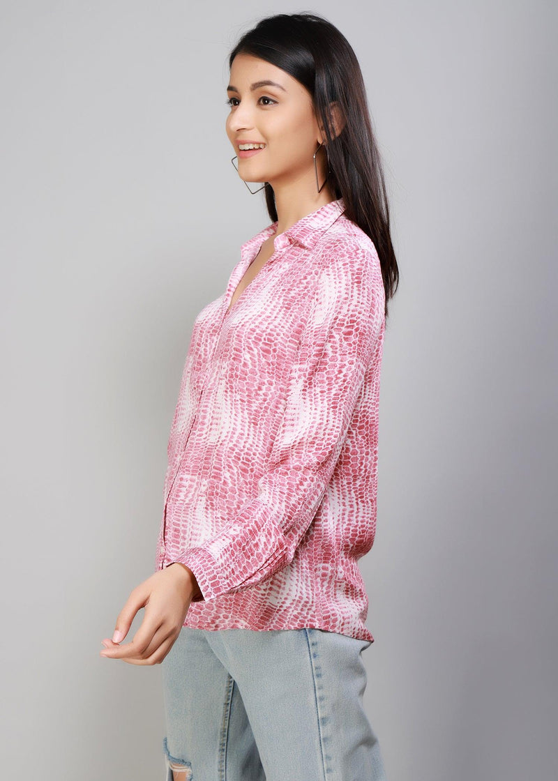 Pink Full Sleeves Women's Shirt