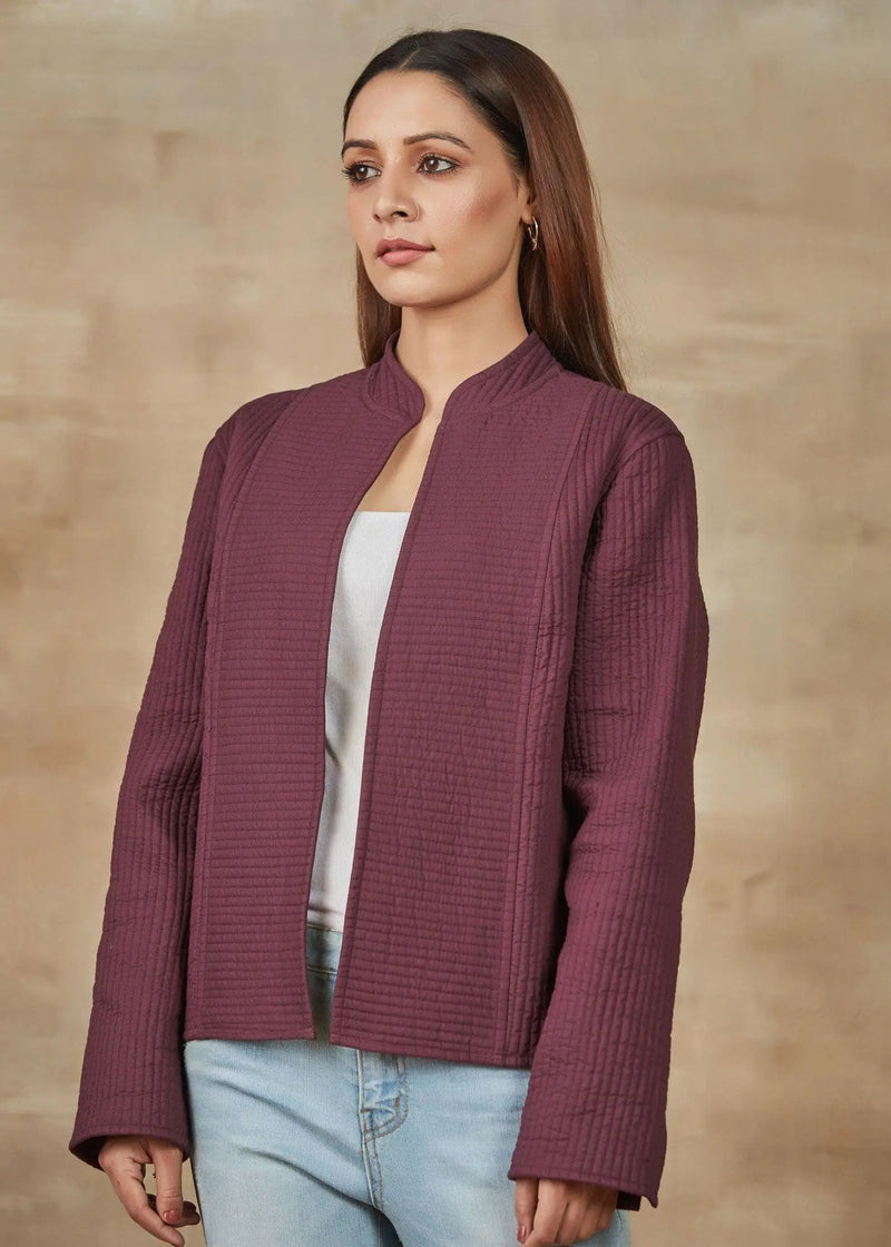 Imperial Gardem Medievel Blue Full Sleeves Reversible Barfi Quilted Jacket