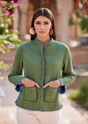 Classic Blue and Green Color Quilted Reversible-Full Sleeves Jacket