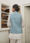 Sego Booti Blue 100% Cotton Quilted Reversible Sleeveless Jacket