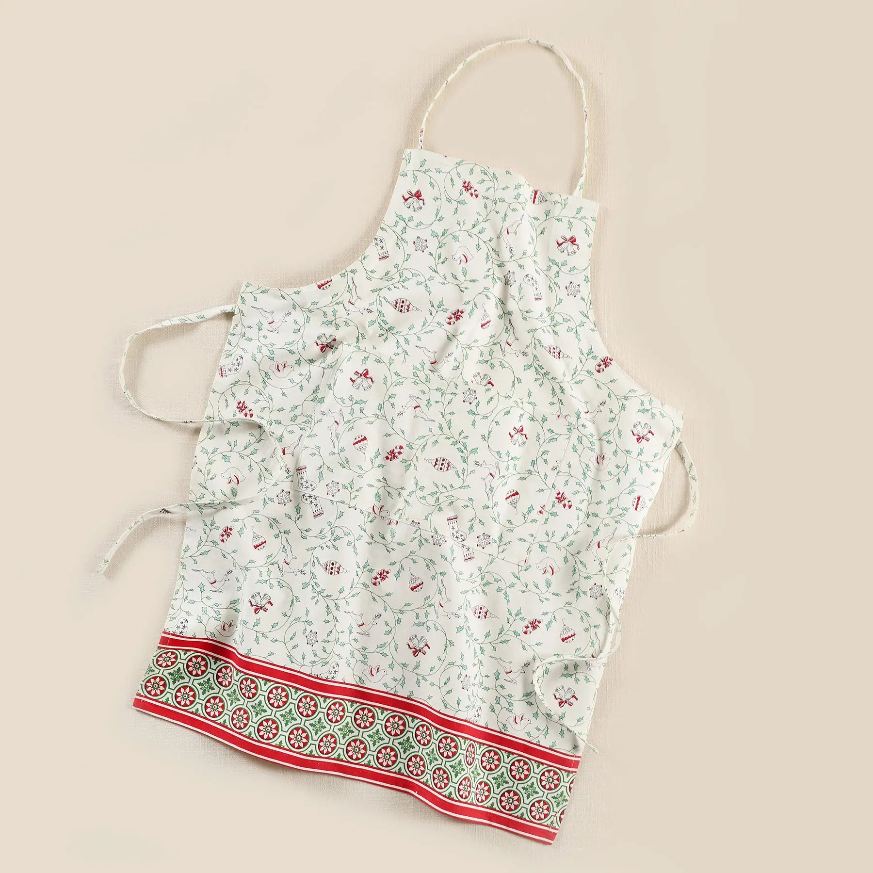 Joyous White Cotton Printed Apron