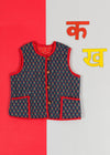 Kanak Ratan Blue & Red 100% Cotton Quilted Reversible  Jacket Unisex (0-12 Years)