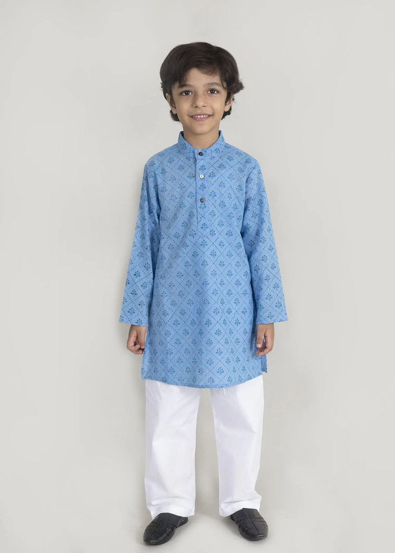 Ember Buti Blue Cotton Kurta Boy (6 Month to 14 Years)