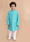 Embroidered Teal Cotton Kurta Boy (6 Month to 12 Years)