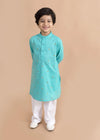 Embroidered Teal Cotton Kurta Boy (6 Month to 12 Years)