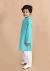 Embroidered Teal Cotton Kurta Boy (6 Month to 12 Years)