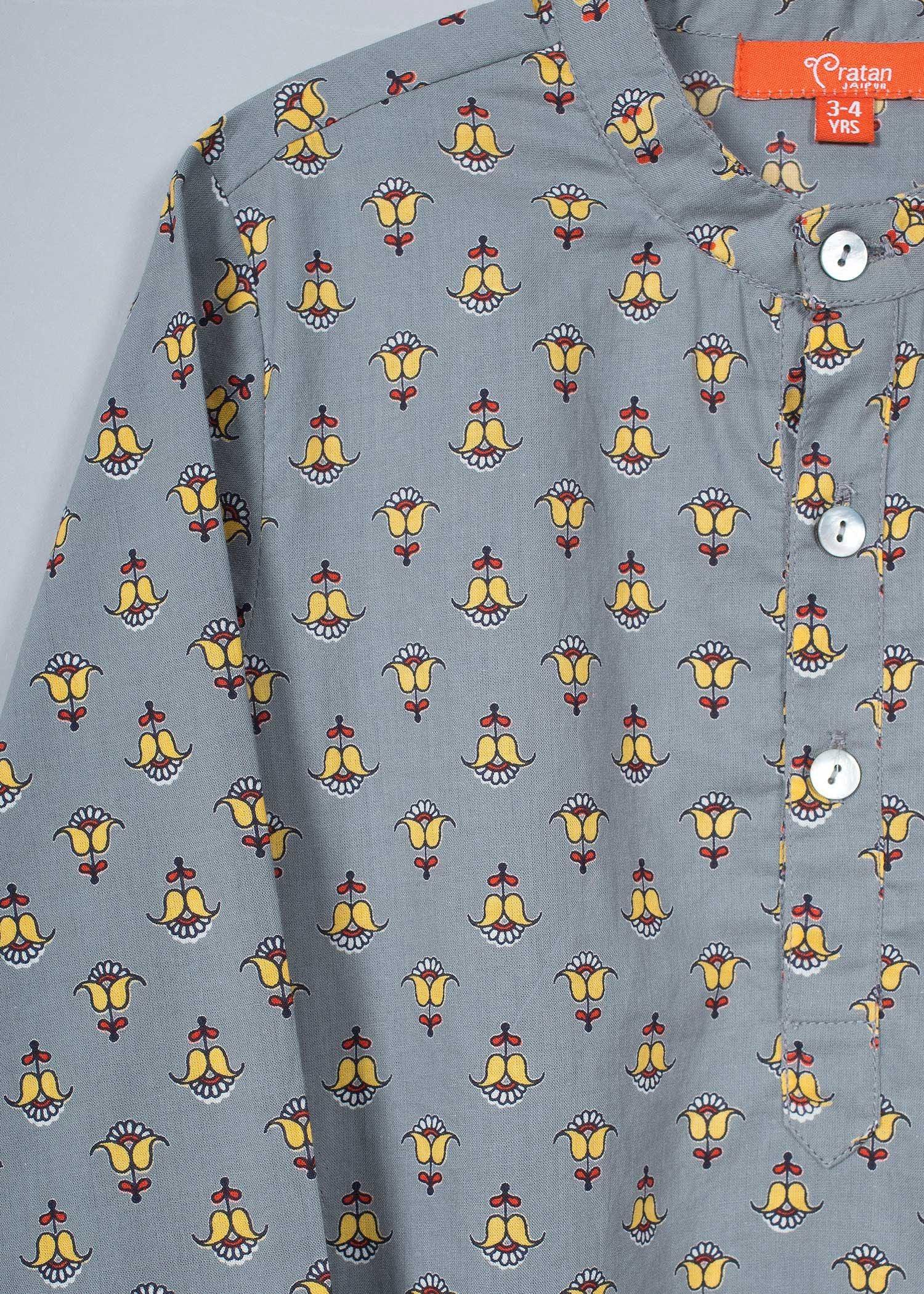 Tara Grey Cotton Kurta Boy (6 Month to 12 Years)