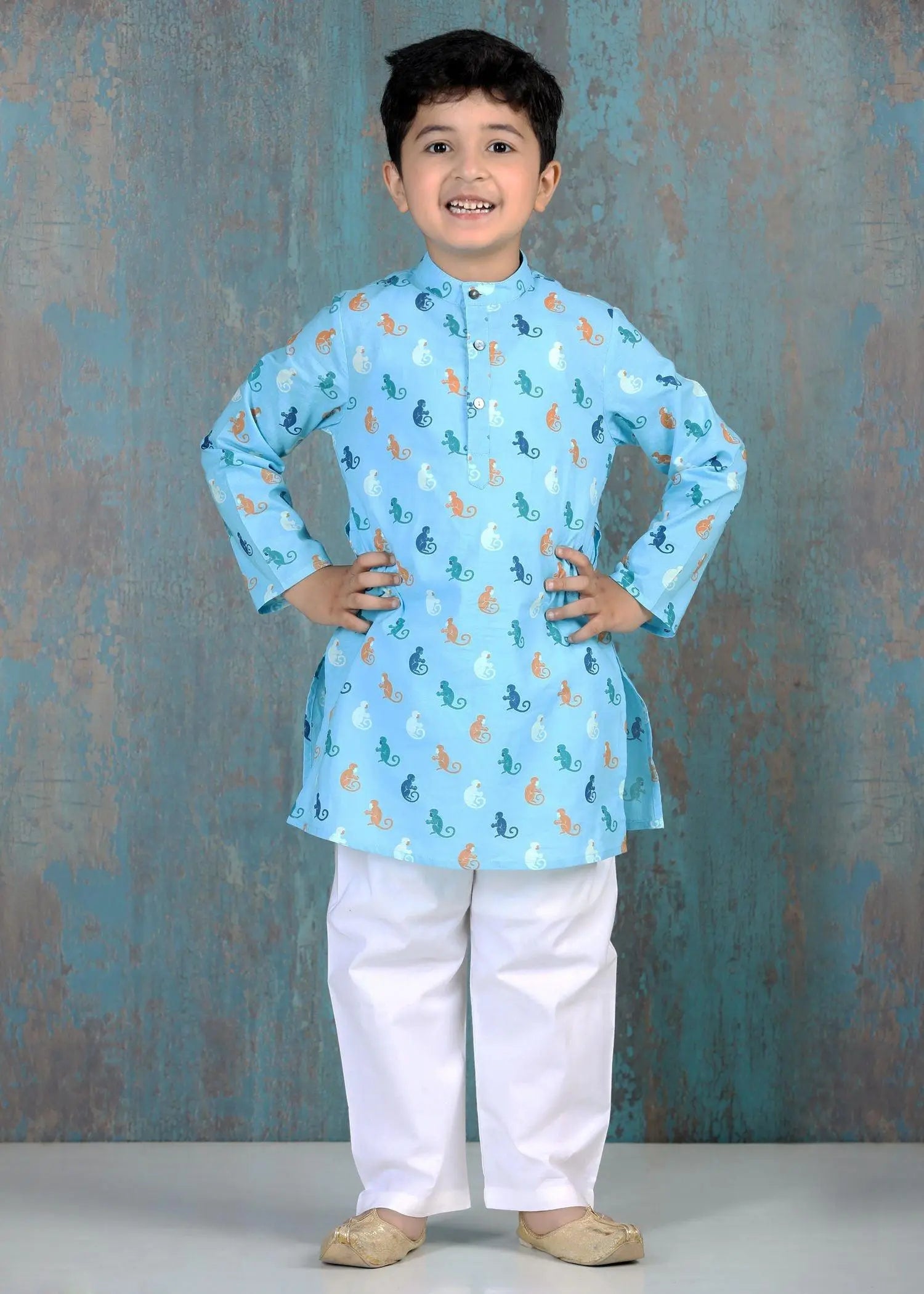 Wise Monkey Blue Cotton Kurta Boy (2-12 years)