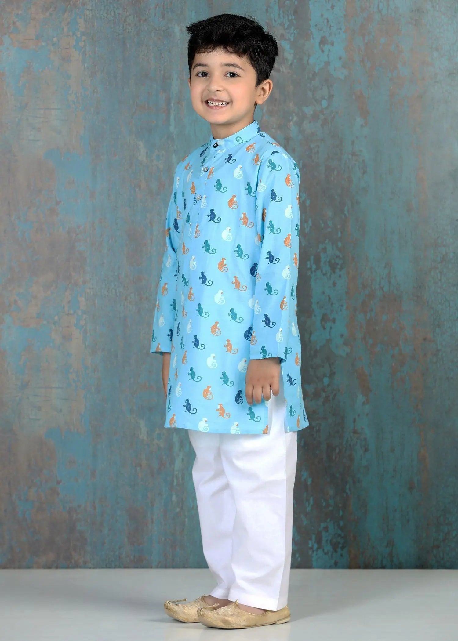 Wise Monkey Blue Cotton Kurta Boy (2-12 years)